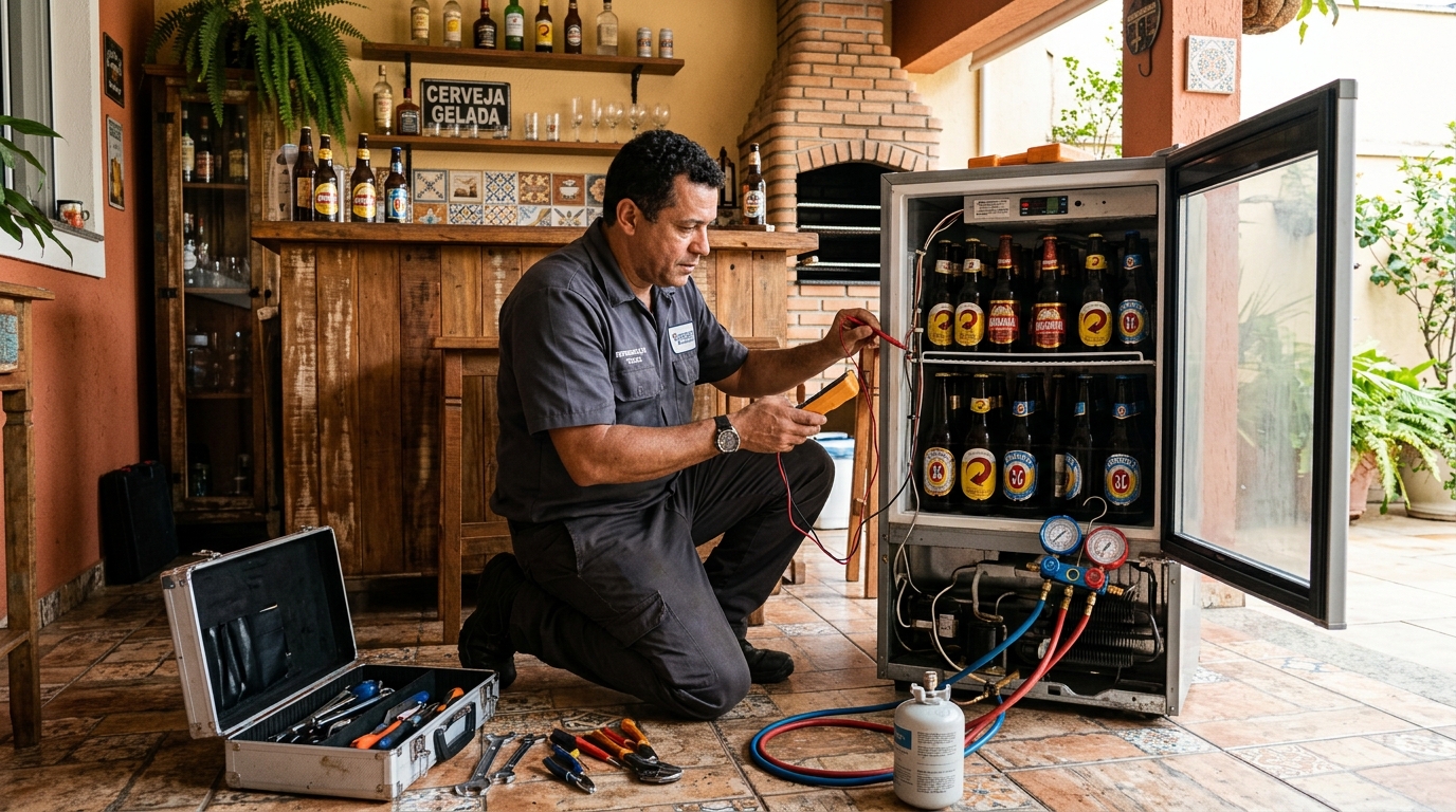 Recarga de gás refrigerante em cervejeira em atendimento em Divinópolis‑MG